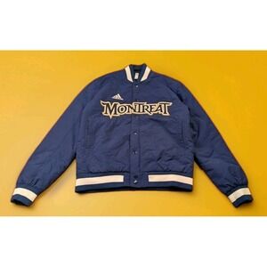 Adidas Varsity Jacket Size Small MONTREAT Navy Blue Snap Front Custom Patch